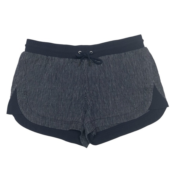 ATHLETA Navy Blue Striped Bali Linen Shorts Size 12 - Picture 3 of 13